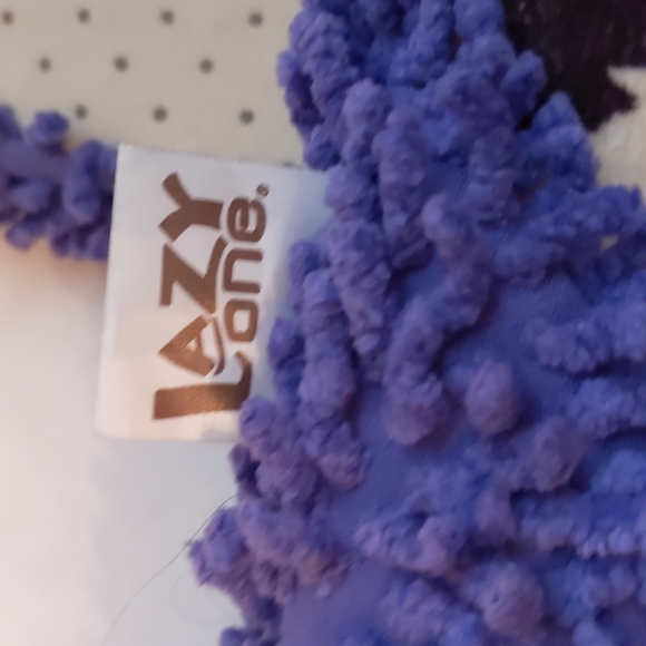 Lazy One "Bear" fabric + purple flipflop spa slippers-sz L/XL - Picture 5 of 5